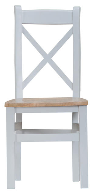 Verona Grey Cross Back Chair with Wooden Seat 