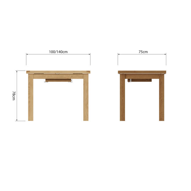 Roma 1 mtr Butterfly Extending Dining Table