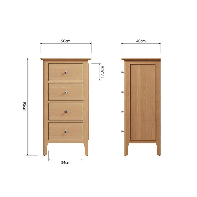 Amalfi 4 Drawer Narrow Chest