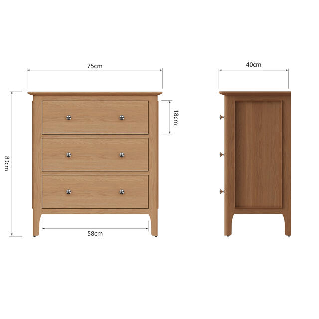 Amalfi 3 Drawer Chest