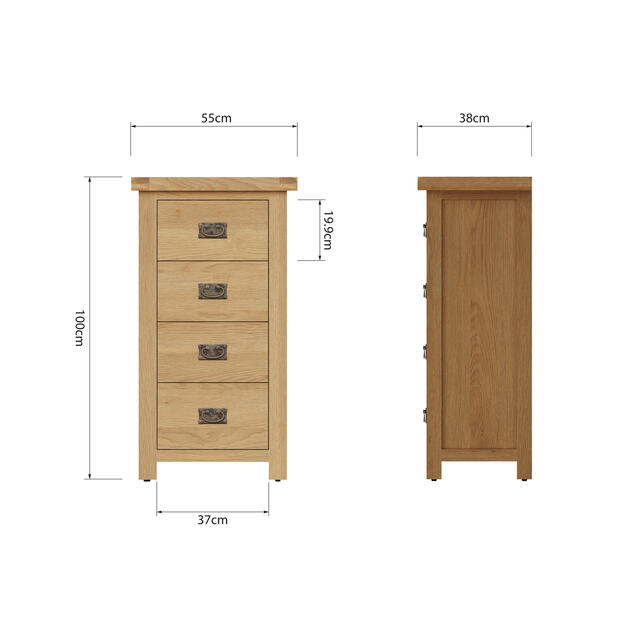 Roma 4 Drawer Narrow Chest