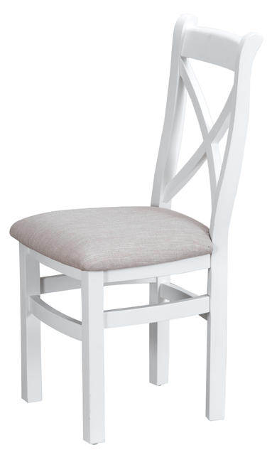 Verona White Cross Back Chair with Fabric
