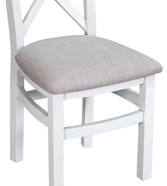 Verona White Cross Back Chair with Fabric