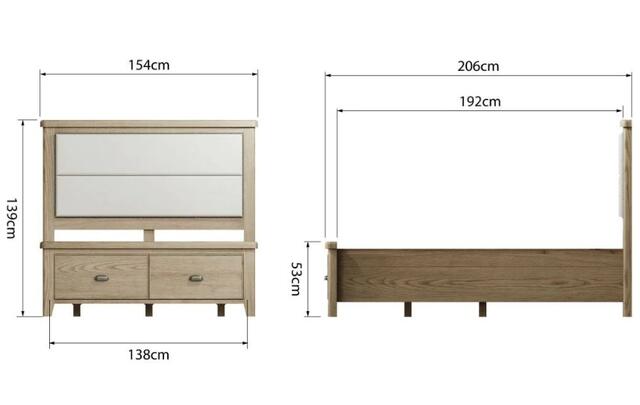 Sorrento 4'6 Bed with Drawers and Fabric Headboard