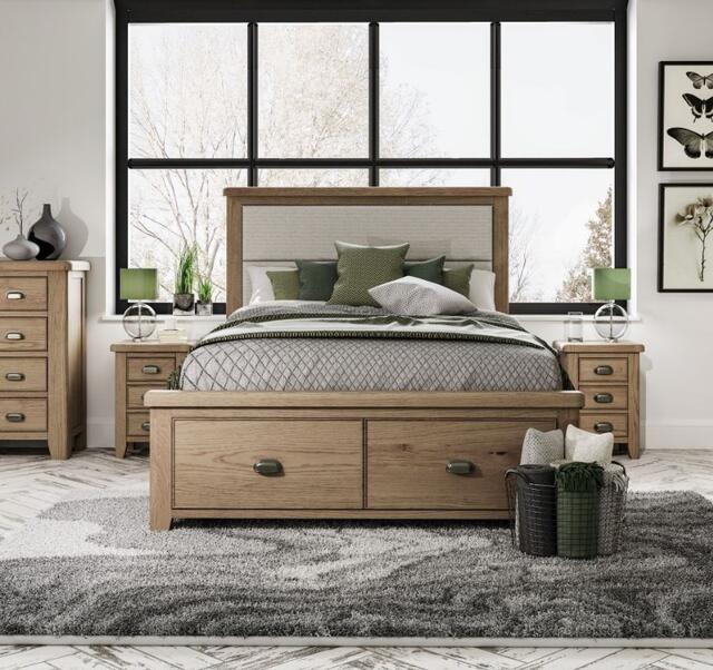 Sorrento 4'6 Bed with Drawers and Fabric Headboard