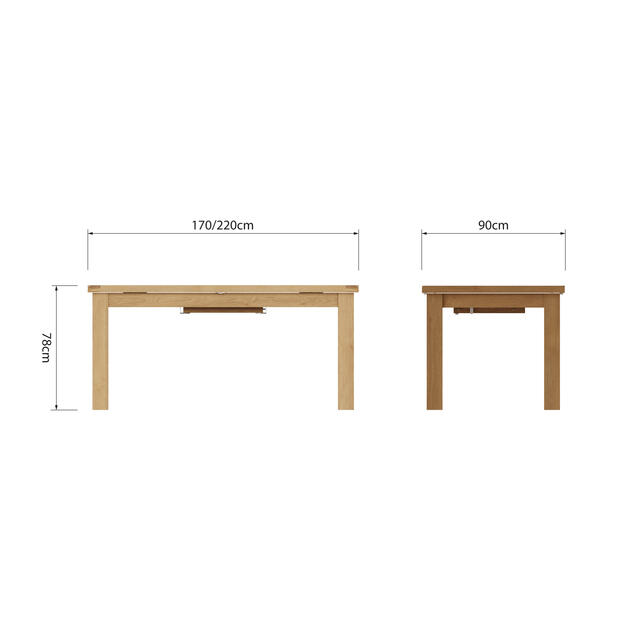 Roma 1.7 mtr Butterfly Extending Dining Table