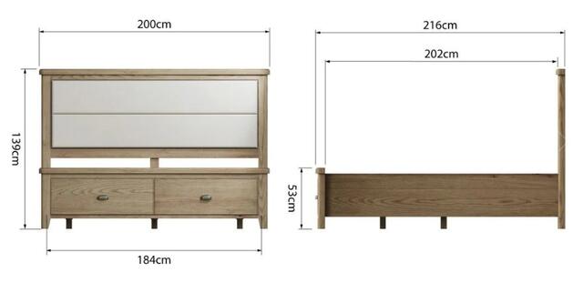 Sorrento 6' Bed with Drawers and Fabric Headboard