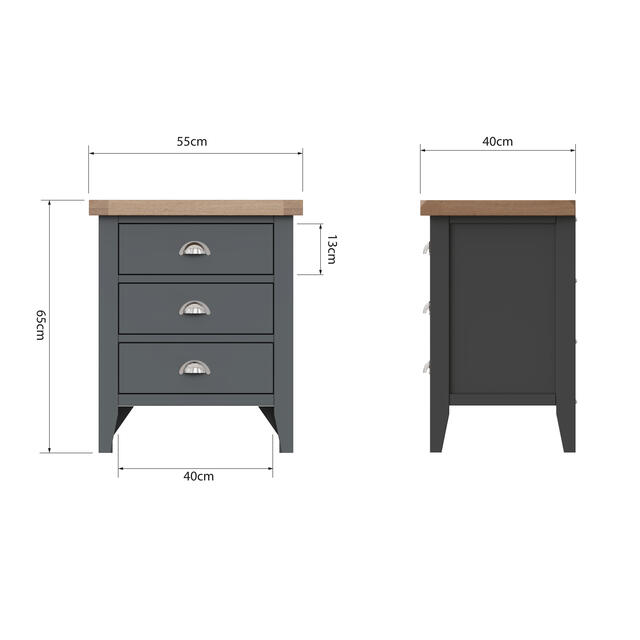 Verona Charcoal Extra Large Bedside Cabinet