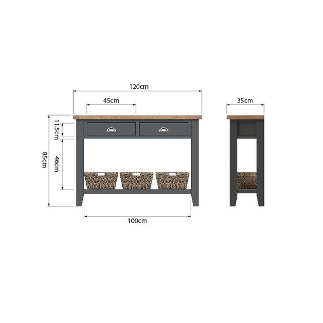 Verona Charcoal Large Console Table