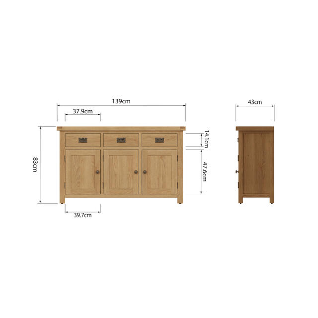 Roma 3 Door Sideboard