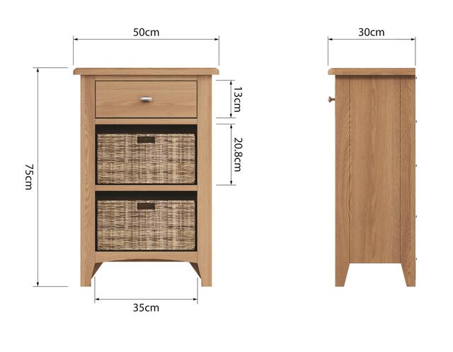 Rimini 1 Drawer 2 Wicker Basket Cabinet