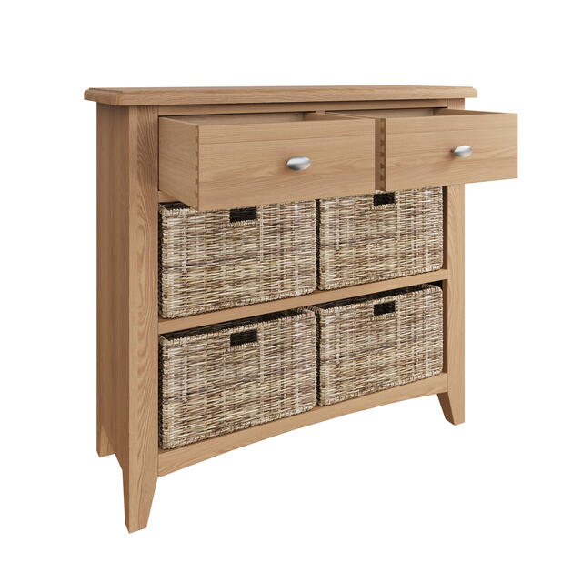 Rimini 2 Drawer 4 Wicker Basket Cabinet