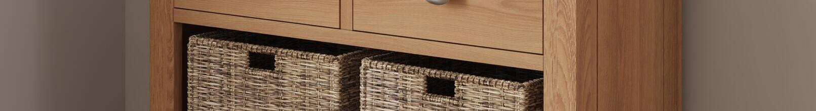 Rimini 2 Drawer 4 Wicker Basket Cabinet