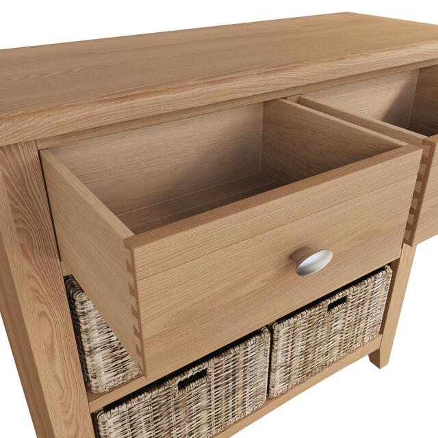Rimini 2 Drawer 4 Wicker Basket Cabinet