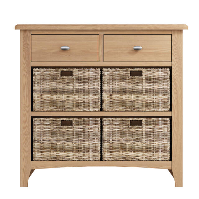 Rimini 2 Drawer 4 Wicker Basket Cabinet