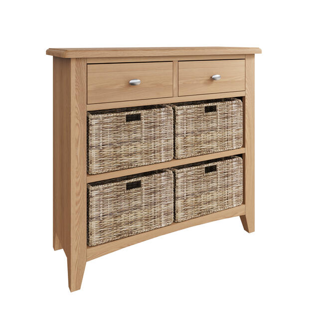 Rimini 2 Drawer 4 Wicker Basket Cabinet