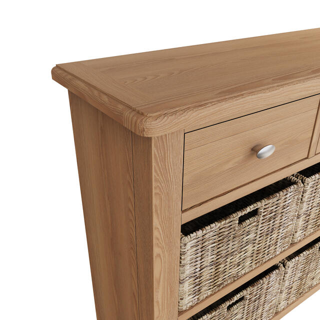 Rimini 3 Drawer 6 Wicker Basket Cabinet