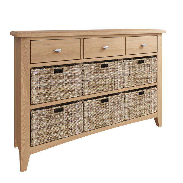 Rimini 3 Drawer 6 Wicker Basket Cabinet