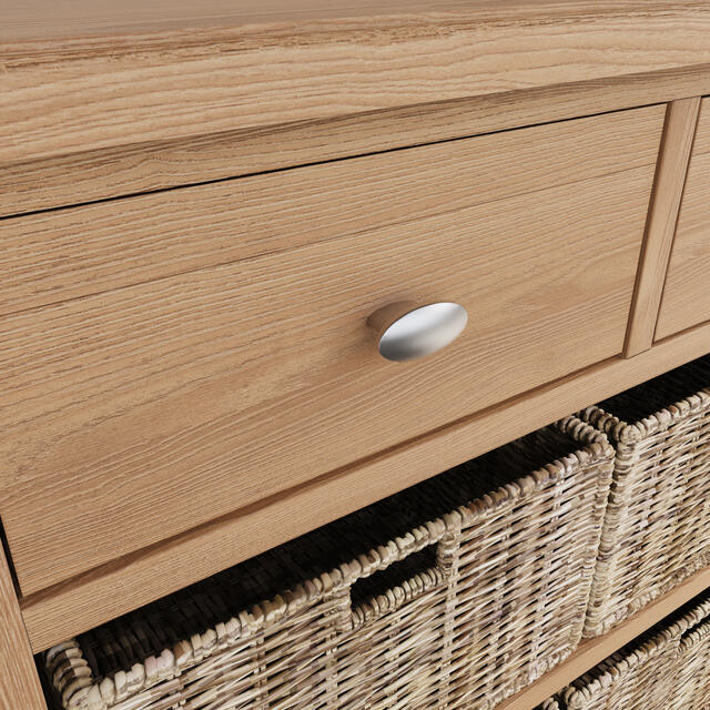 Rimini 3 Drawer 6 Wicker Basket Cabinet