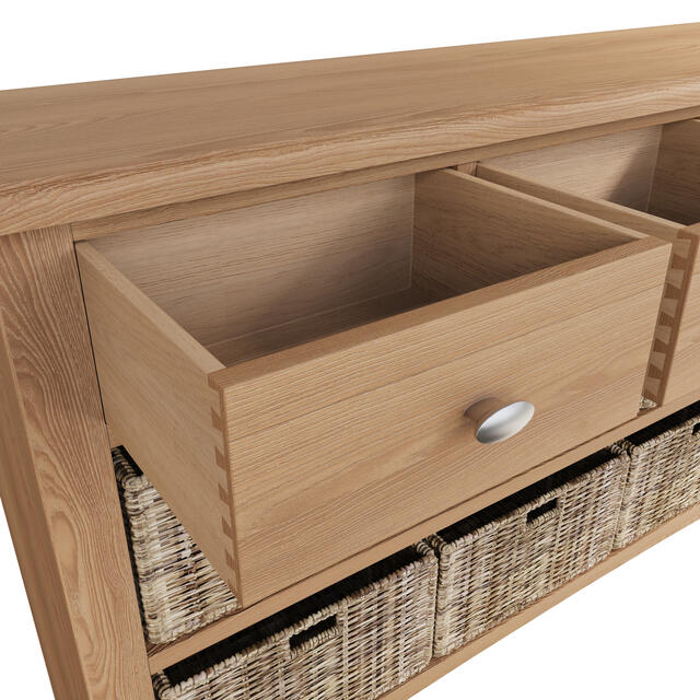 Rimini 3 Drawer 6 Wicker Basket Cabinet
