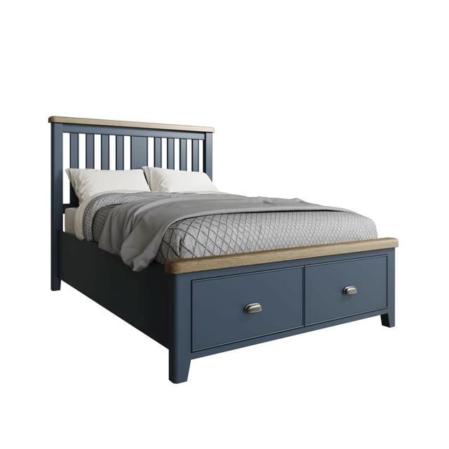 Sardinia 4'6 Bed Frame with Wooden Headboard and Drawer Footboard