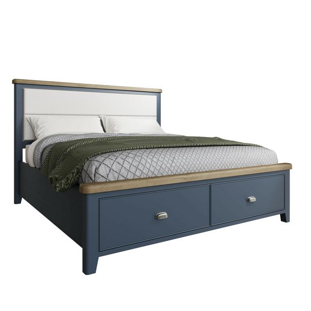 Sardinia 4'6 Bed Frame with Fabric Headboard and Drawer Footboard