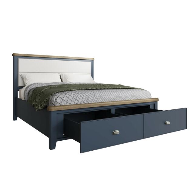 Sardinia 6' Bed Frame with Fabric Headboard and Drawer Footboard
