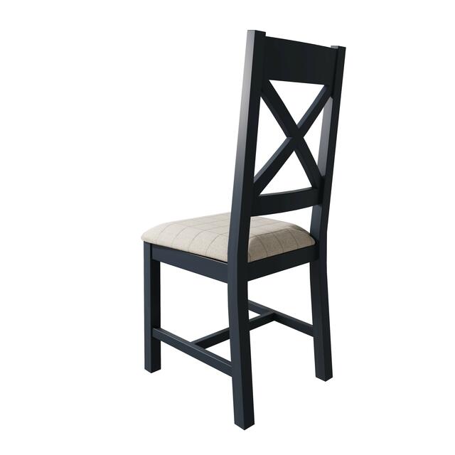 Sardinia Cross Back Dining Chair With Fabric Seat - Natural Check