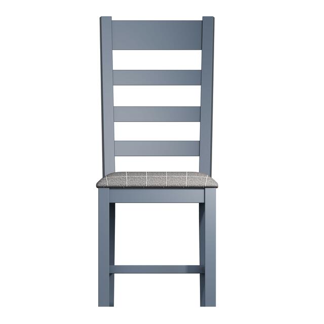 Sardinia Ladder Back Dining Chair with Fabric Seat - Grey Check