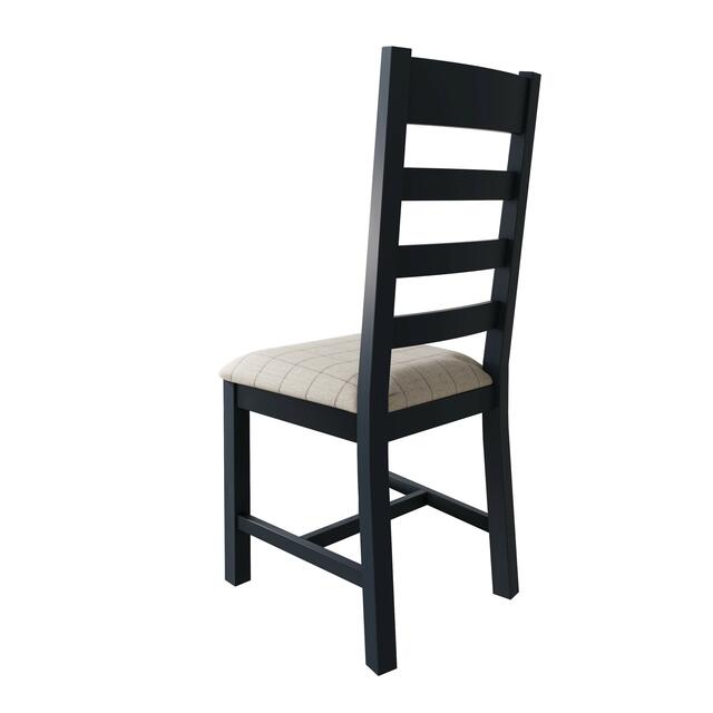 Sardinia Ladder Back Dining Chair with Fabric Seat - Natural Check
