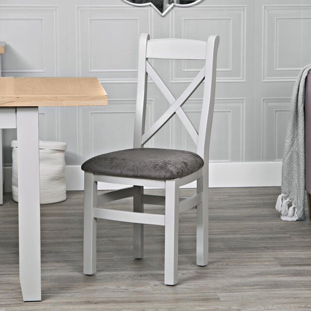 Venice Grey Cross Back Chair with Fabric Seat