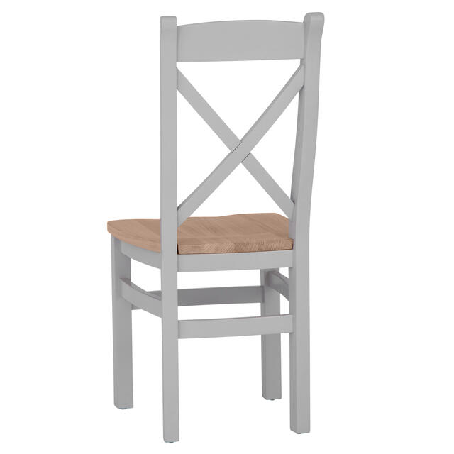 Venice Grey Cross Back Chair with Wooden Seat