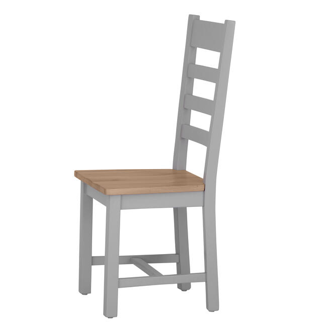 Venice Grey Ladder Back Chair with Wooden Seat