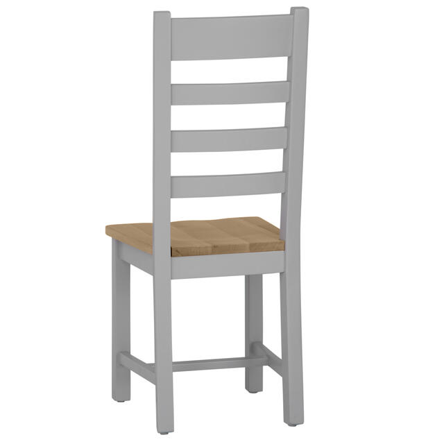 Venice Grey Ladder Back Chair with Wooden Seat