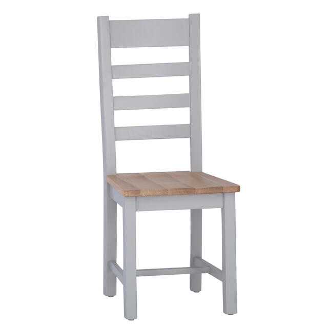 Venice Grey Ladder Back Chair with Wooden Seat