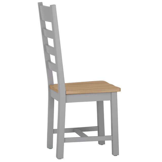 Venice Grey Ladder Back Chair with Wooden Seat