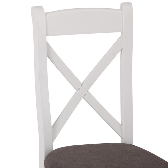 Venice White Cross Back Chair with Fabric Seat