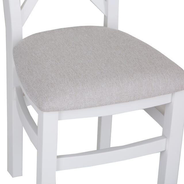Venice White Cross Back Chair with Fabric Seat