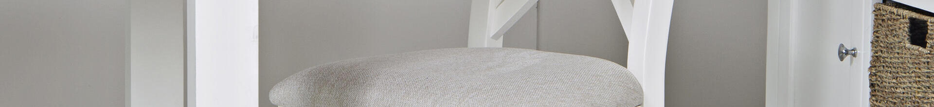 Venice White Cross Back Chair with Fabric Seat