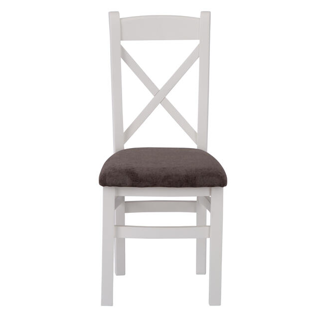 Venice White Cross Back Chair with Fabric Seat