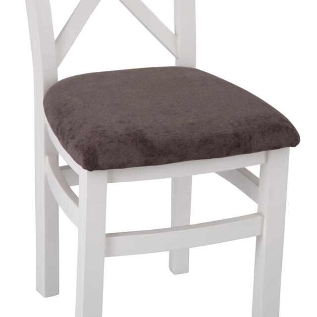 Venice White Cross Back Chair with Fabric Seat