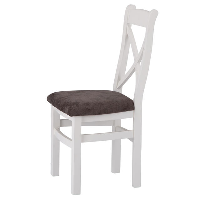 Venice White Cross Back Chair with Fabric Seat