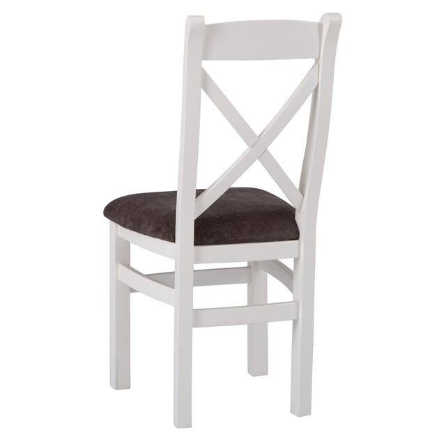 Venice White Cross Back Chair with Fabric Seat