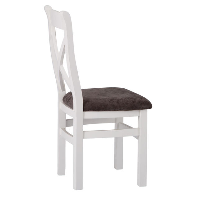 Venice White Cross Back Chair with Fabric Seat