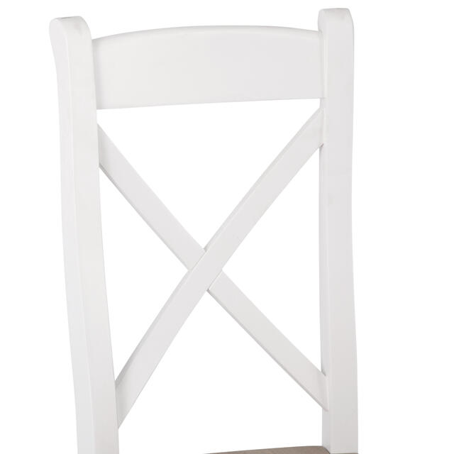 Venice White Cross Back Chair with Wooden Seat