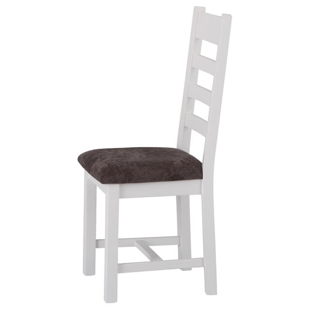 Venice White Ladder Back Chair with Fabric Seat