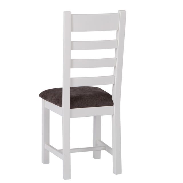 Venice White Ladder Back Chair with Fabric Seat