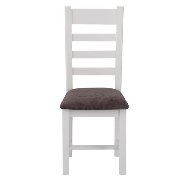 Venice White Ladder Back Chair with Fabric Seat