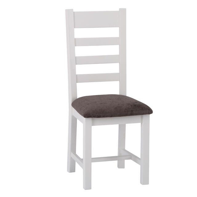 Venice White Ladder Back Chair with Fabric Seat