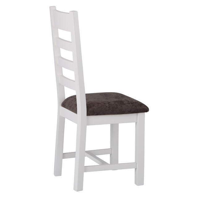 Venice White Ladder Back Chair with Fabric Seat